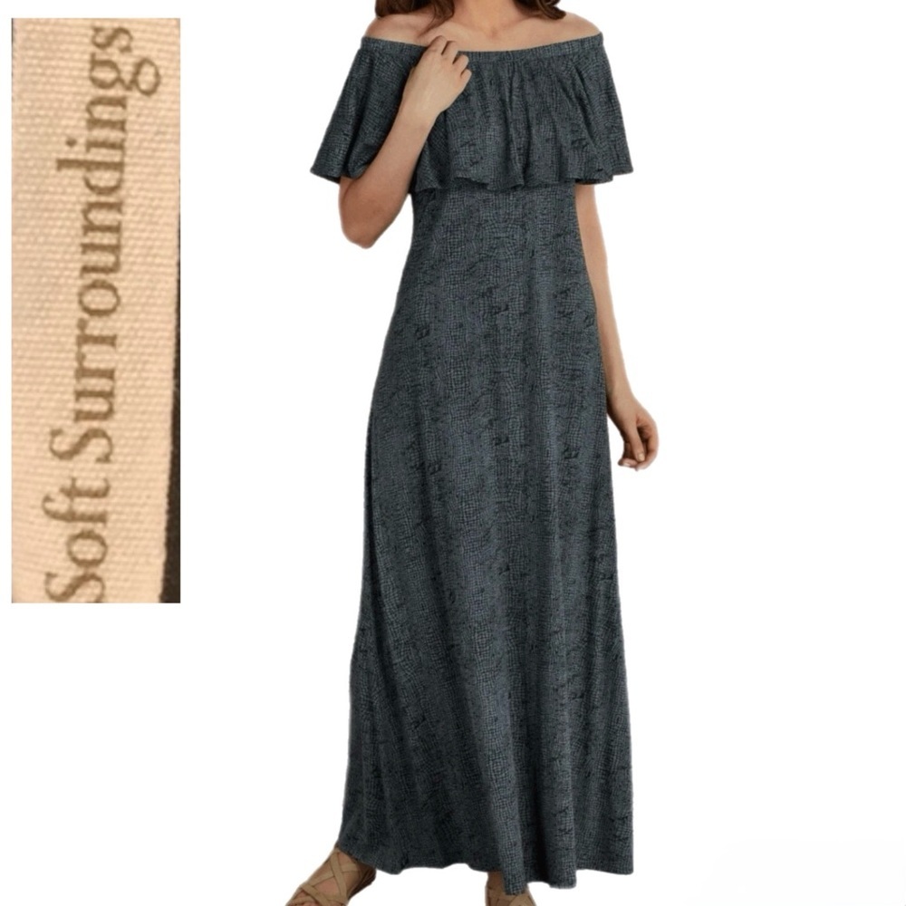Soft Surroundings Carina Off-the-Shoulder Whimsygoth Maxi Dress Print Size M